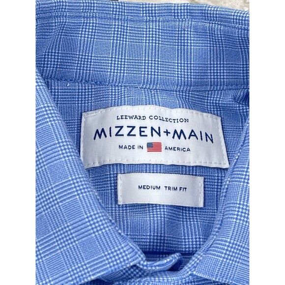 Mizzen & Main Leward Collection Long Sleeve Trim Fit Button Up Sz M Blue - Picture 3 of 5